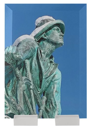 Fisherman in Snow Glass Print